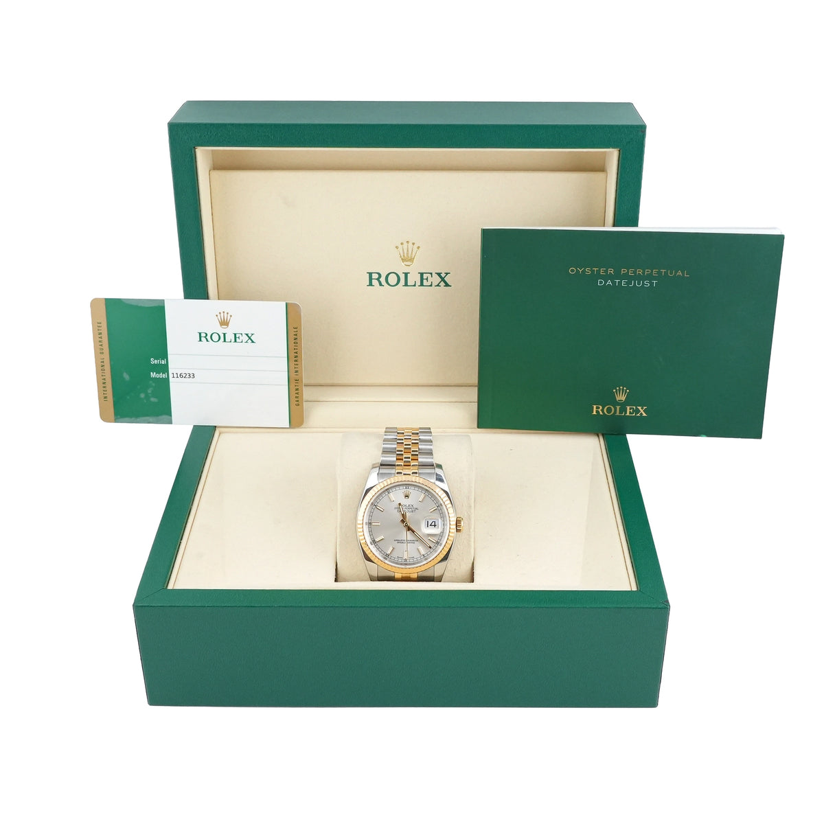 Rolex Datejust 36 Silver Stick Dial on Jubilee 116233 Card 2016
