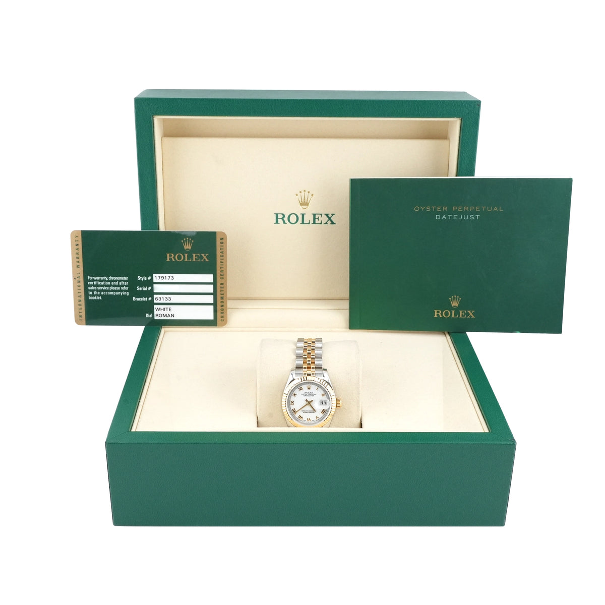 Rolex Datejust Lady White Roman Dial on Jubilee 179173 Card 2009