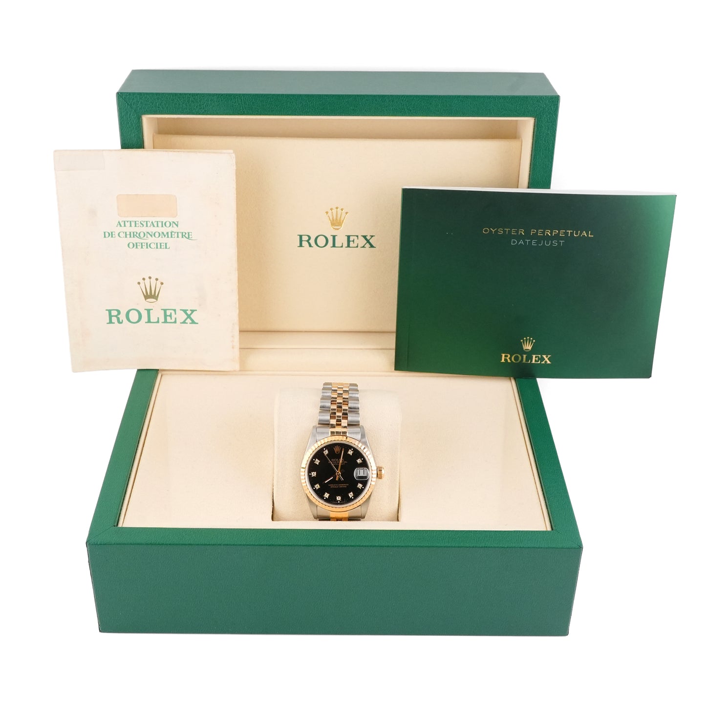 Rolex Datejust 31 Black Stick Dial on Jubilee 68273 Papers 1991