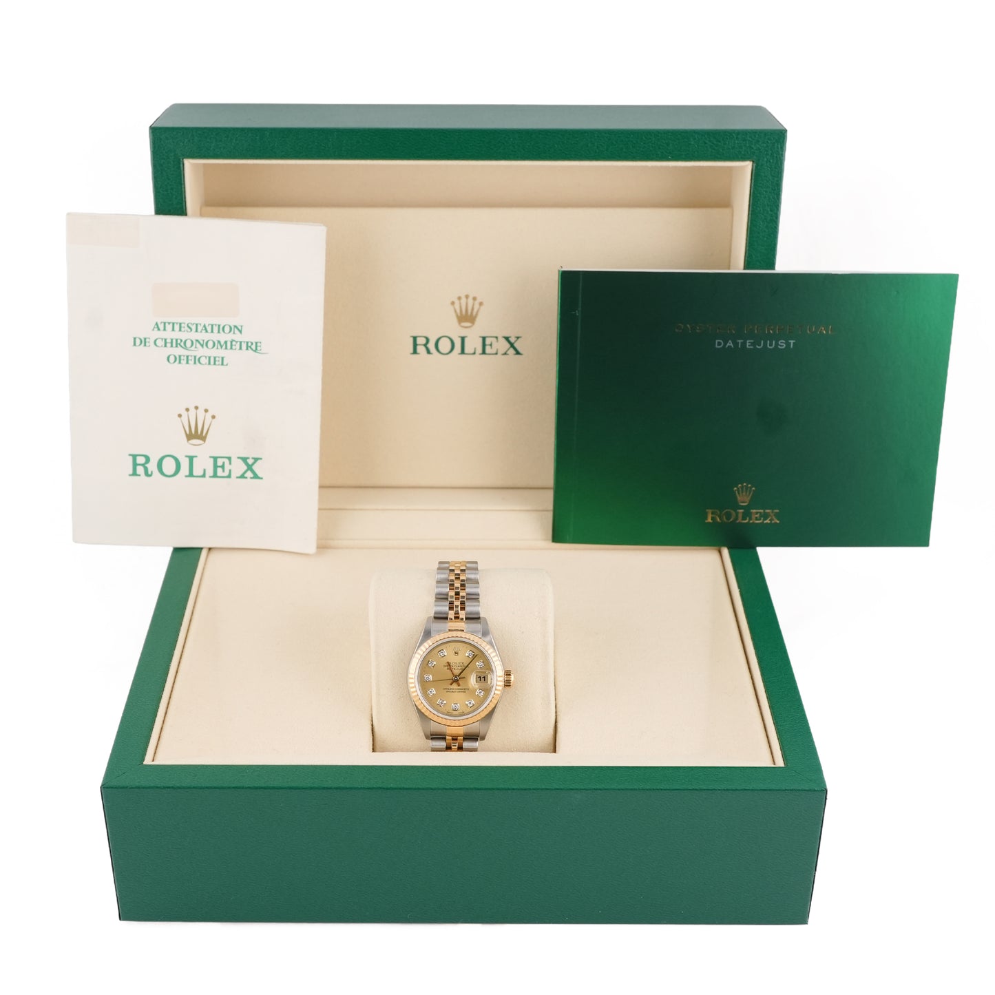 Rolex Datejust Lady Champagne Diamond Dial on Jubilee 69173 Papers 1995