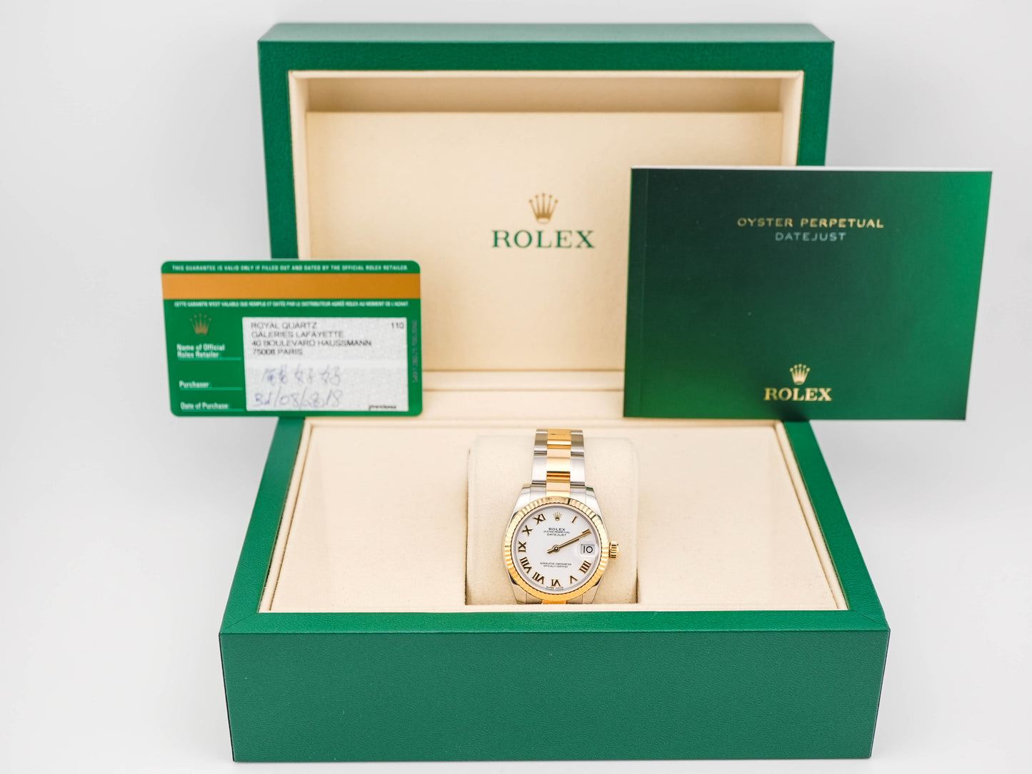 Rolex Datejust 31 White Roman Dial on Oyster 178273 Card 2018