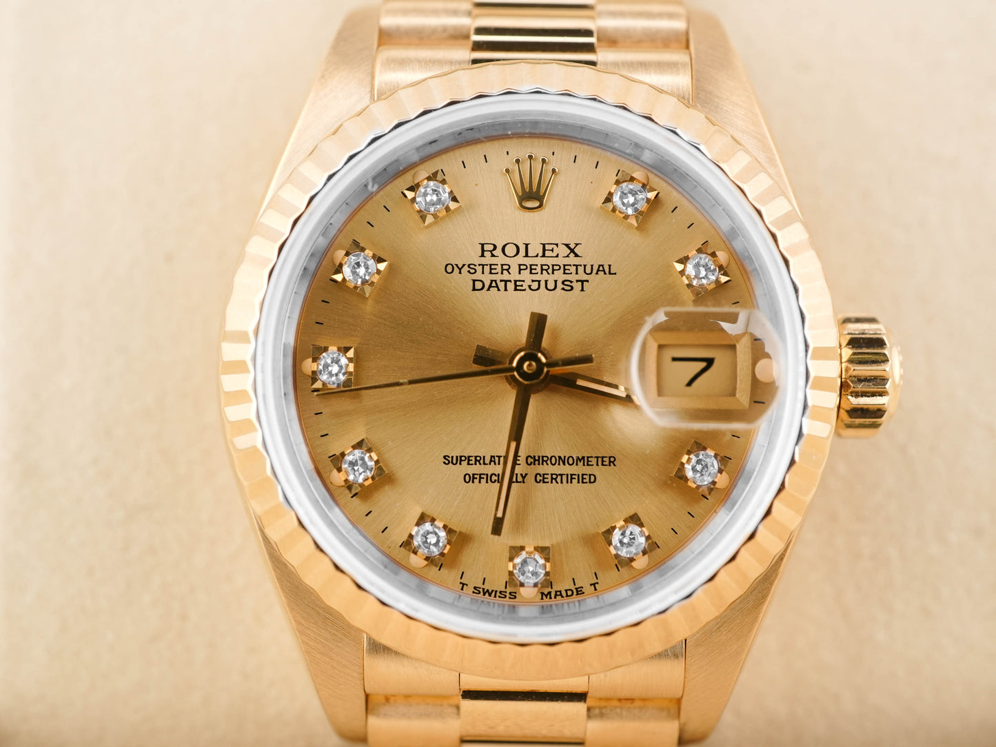 Rolex Datejust Lady President Champagne Diamond Dial on President 69178 Papers 1991
