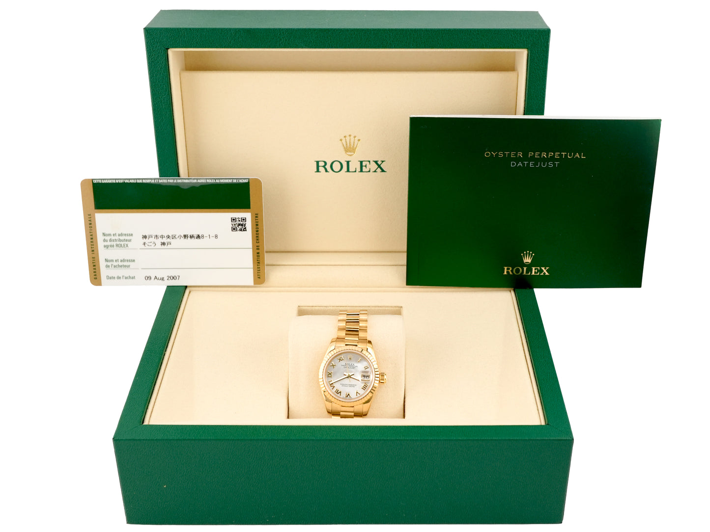 Rolex Datejust Lady President Mother-Of-Pearl Roman Dial on President 179178 Card 2007
