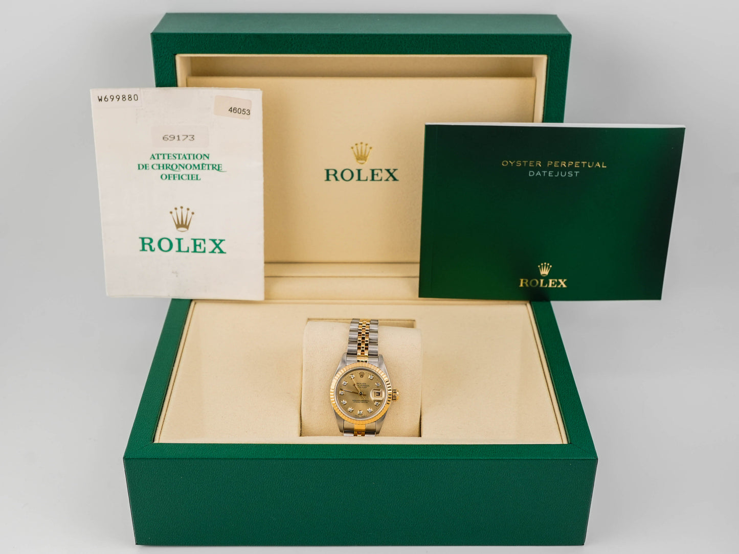 Rolex Datejust Lady Champagne Diamond Dial on Jubilee 69173 Papers 1994