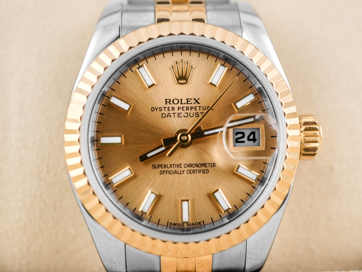 Rolex Datejust Lady Champagne Stick Dial on Jubilee 179173 2014
