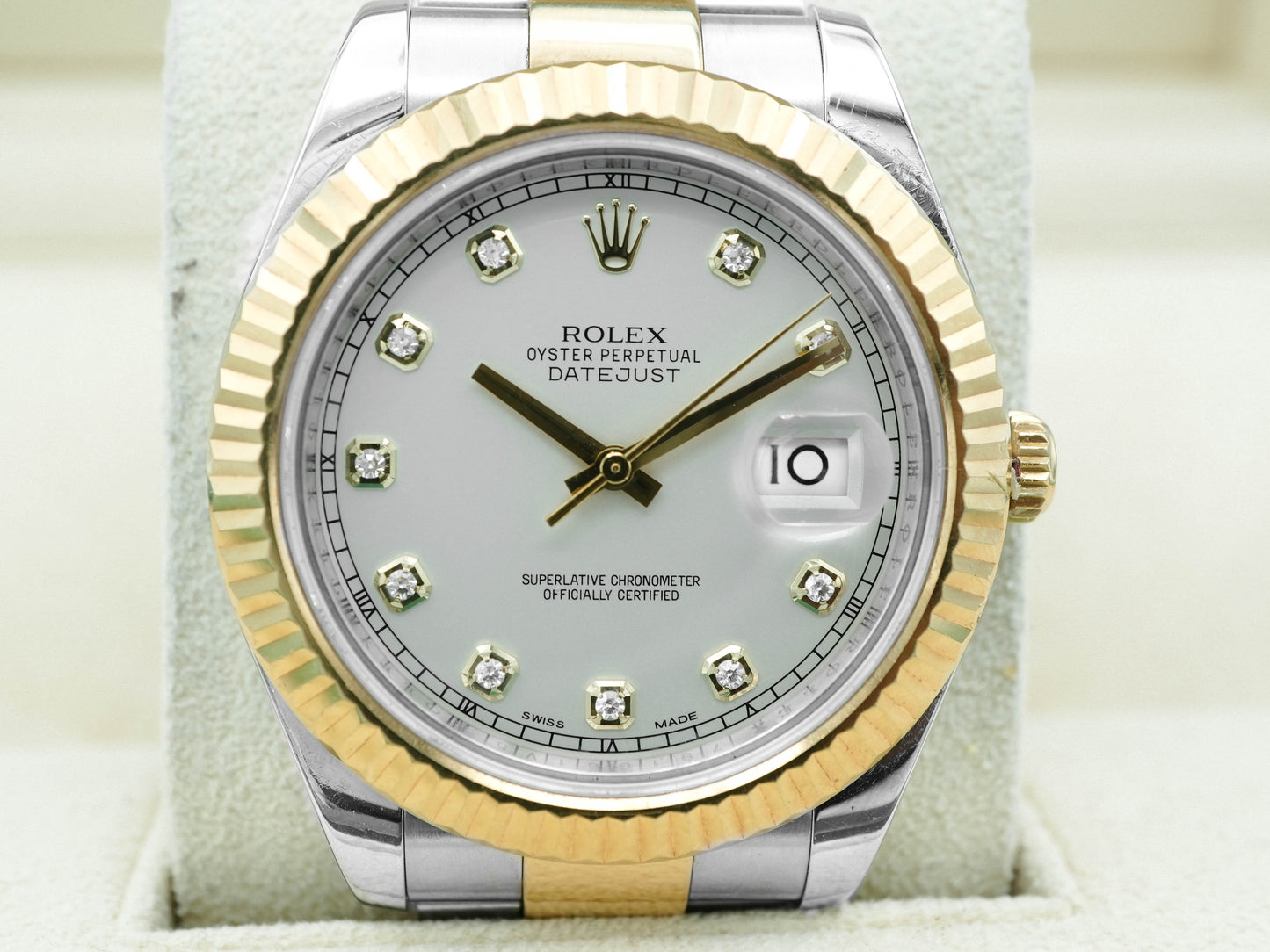 Rolex Datejust II Ivory Diamond Dial on Oyster 116333 Card 2015
