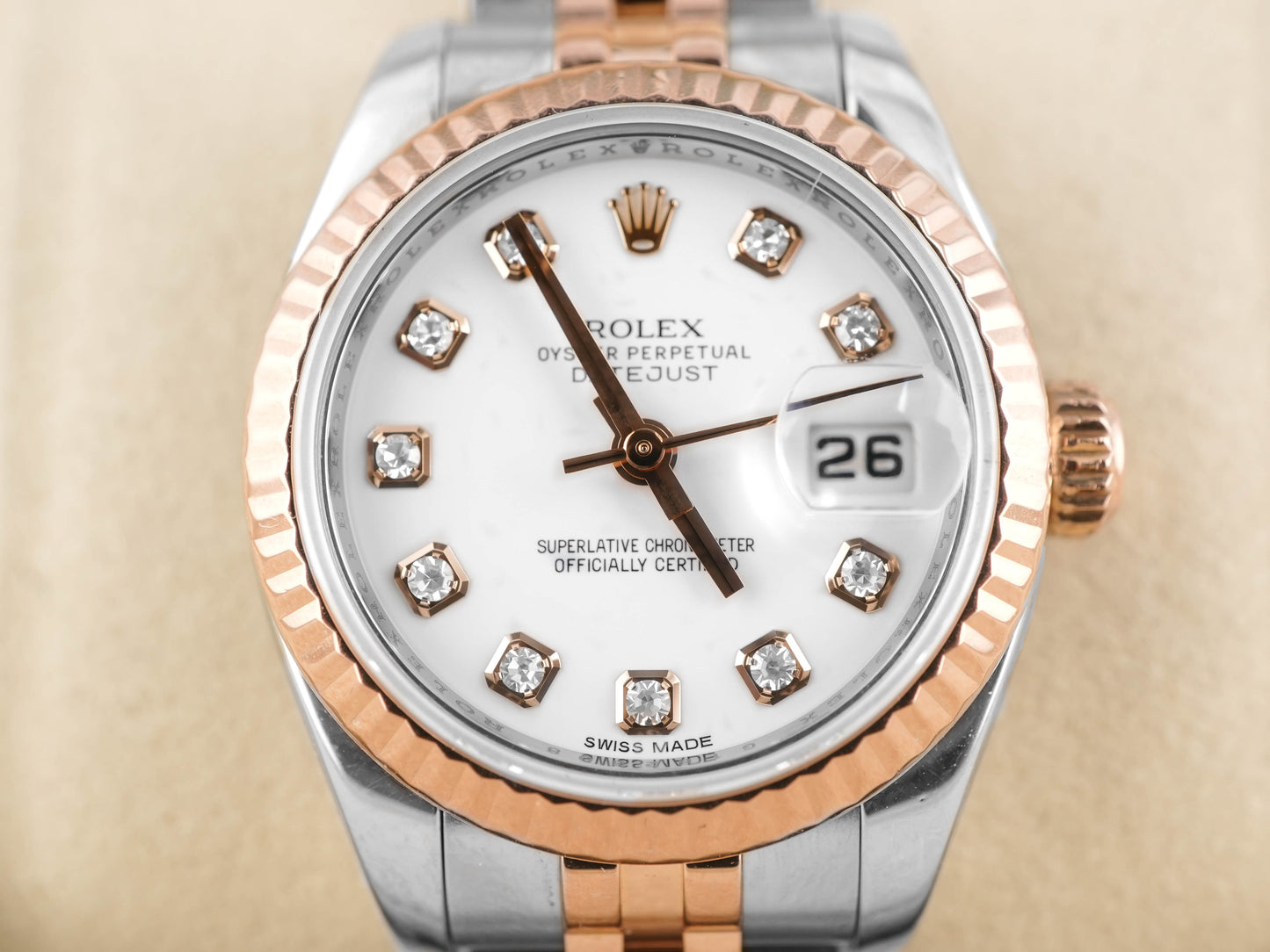Rolex Datejust Lady White Diamond Dial on Jubilee 179171 Card 2012