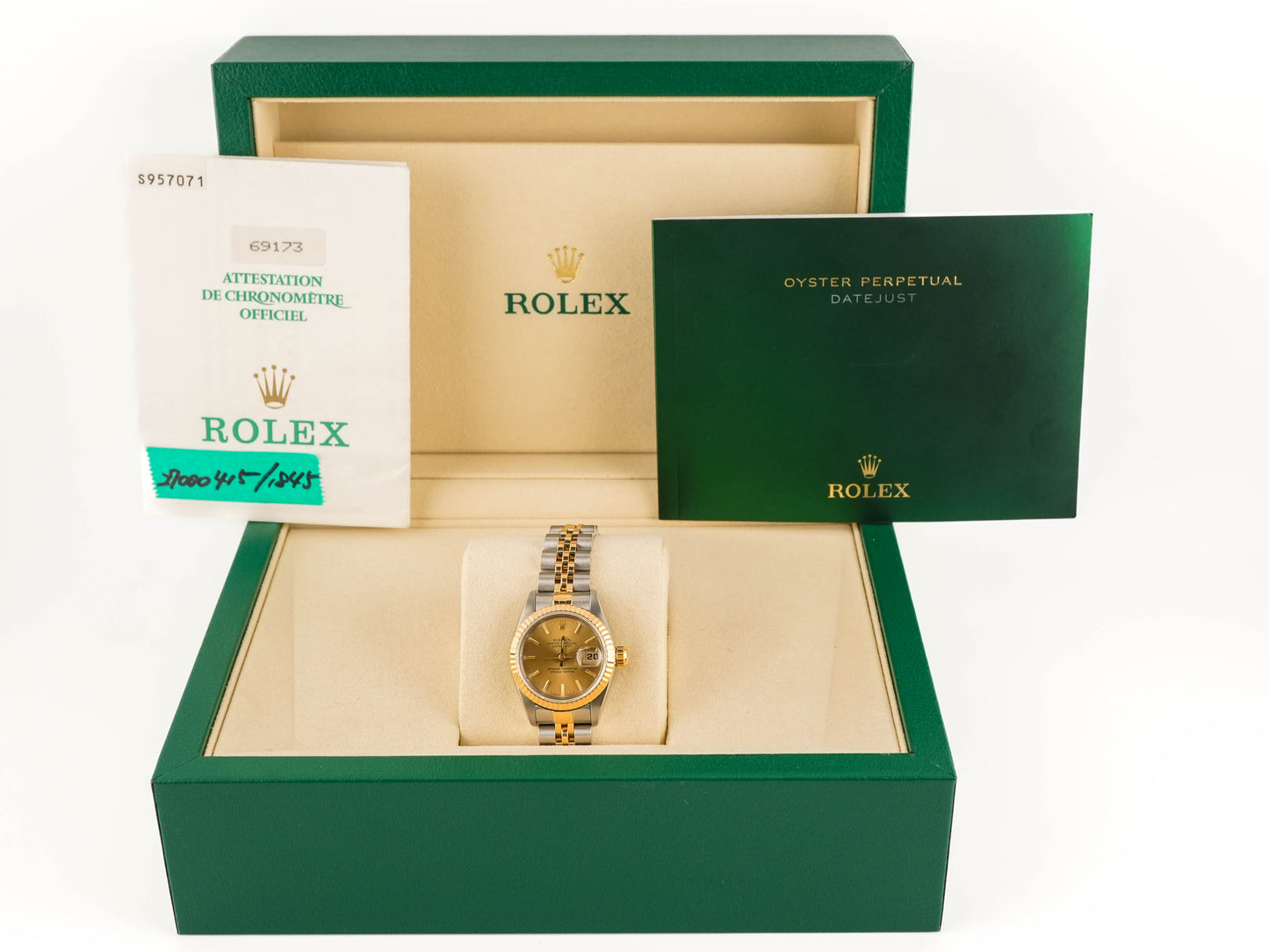Rolex Datejust Lady Champagne Stick Dial on Jubilee 69173 Papers 1994