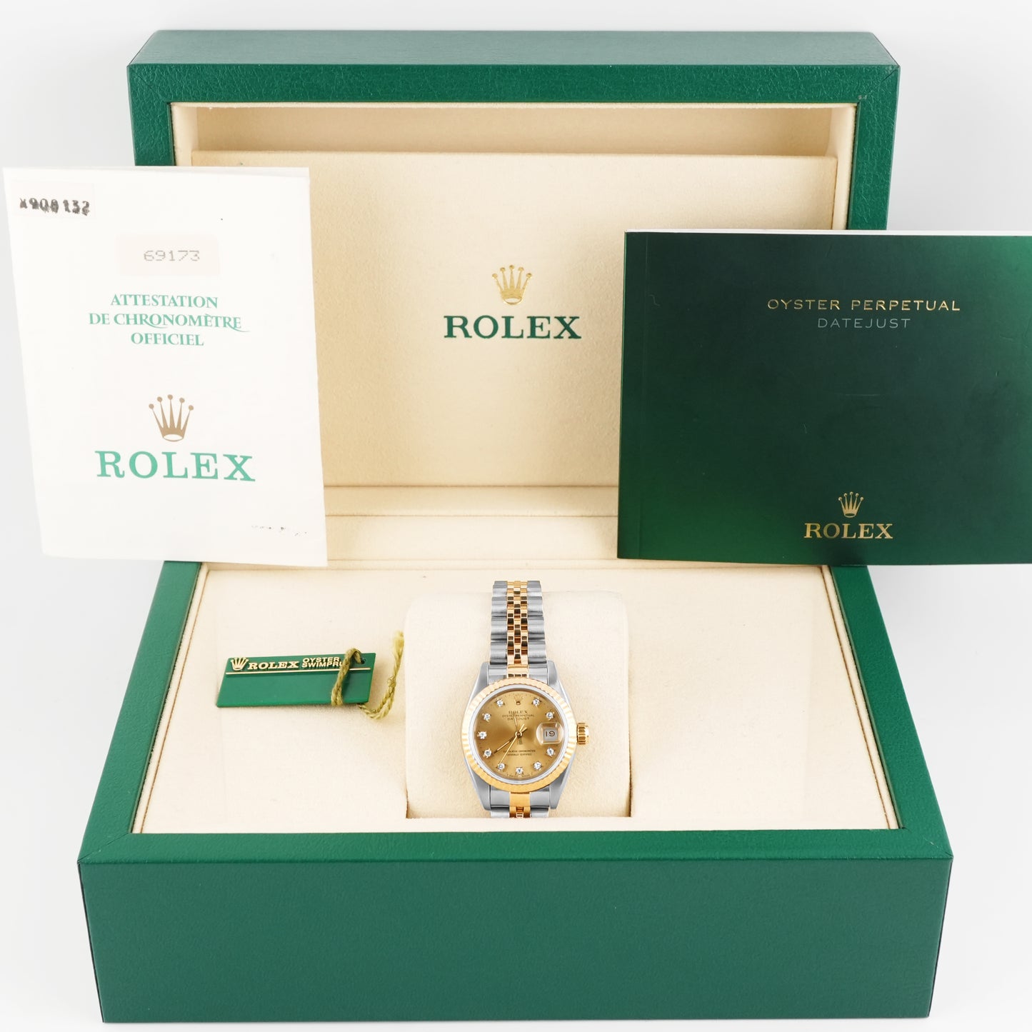 Rolex Datejust Lady Champagne Diamond Dial on Jubilee 69173 Papers 1993