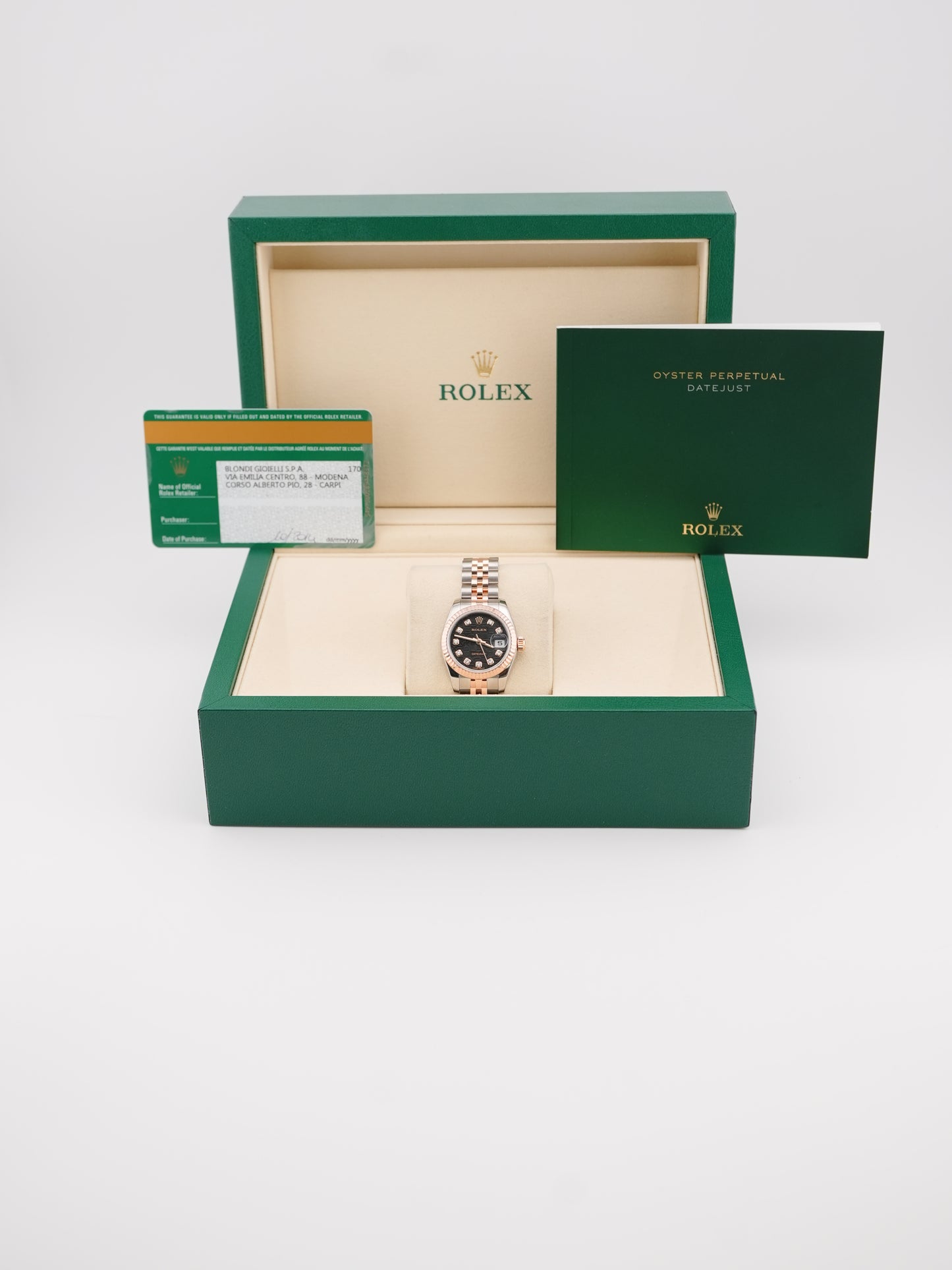 Rolex Datejust Lady Black Jubilee Diamond Dial Dial on Jubilee 179171 Card 2014