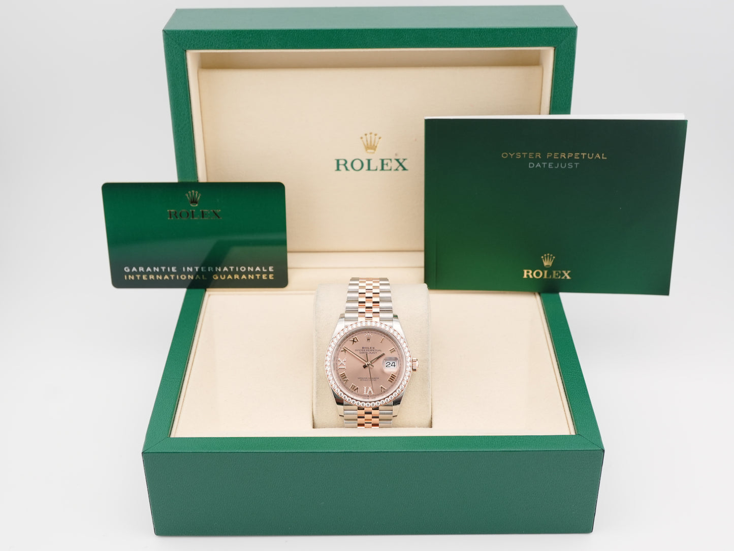 Rolex Datejust Rose Roman Dial on Jubilee 126281 Complete 2025