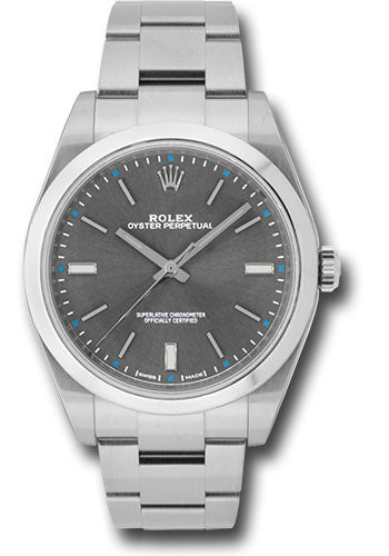 Rolex Oyster Perpetual 39 Dark Rhodium Index Dial on Oyster 114300 Card 2018