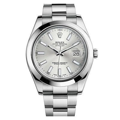 Rolex Datejust II Silver Stick Dial on Oyster 116300 Card 2015