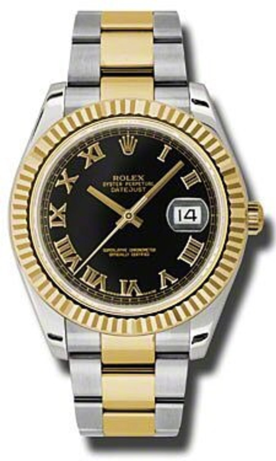 Rolex Datejust II Black Roman Dial on Oyster 116333 Card 2016