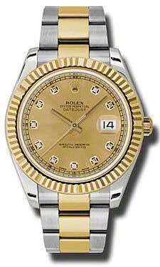 Rolex Datejust II Champagne Diamond Dial on Oyster 116333 Card 2016