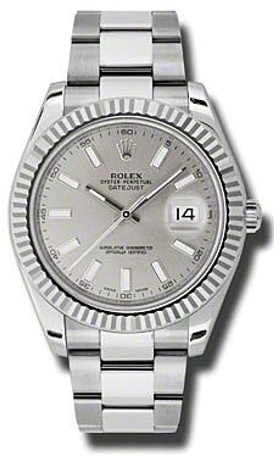 Rolex Datejust II White Stick Dial on Oyster 116334 Card 2013
