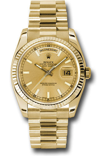 Rolex Day-Date 36 Champagne Index Dial on President 118238 Card 2010