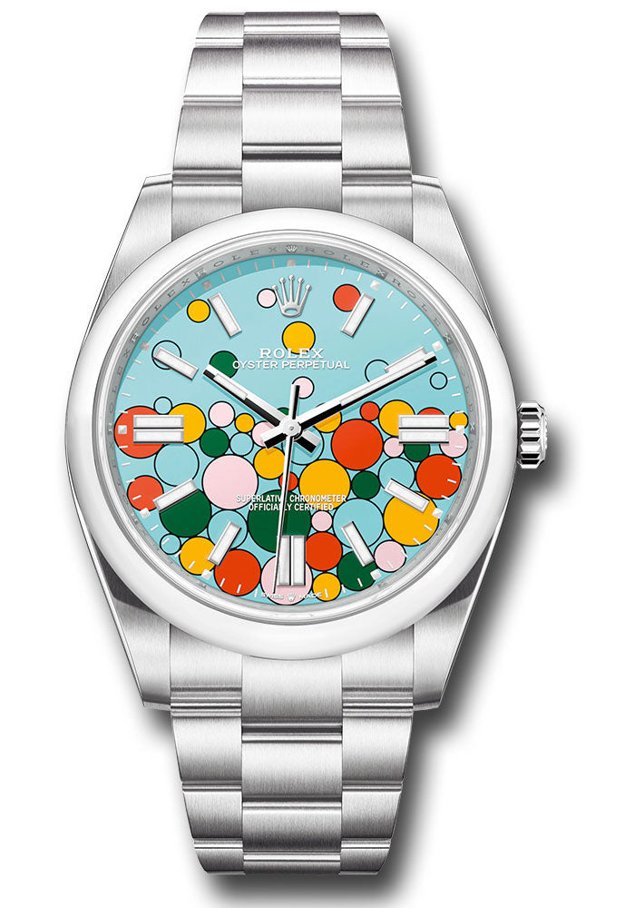 Rolex Oyster Perpetual 41 Turquoise Blue Index Dial on Oyster 124300 Card 2023
