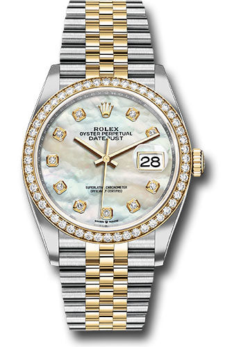 Rolex Datejust 36 White Mother-Of-Pearl Diamond Dial on Jubilee 126283RBR Complete 2026