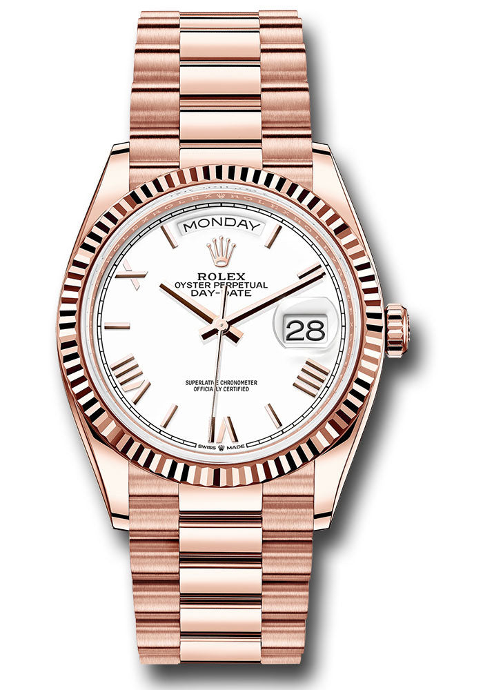 Rolex Day-Date 36 White Roman Dial on President 128235 Card 2024