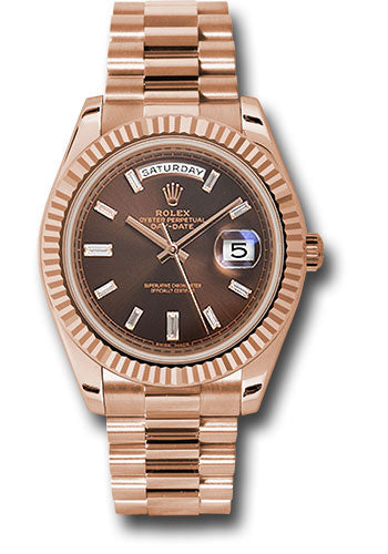 Rolex Day-Date 40 Chocolate Baguette Diamond Dial on President 228235 Card 2025