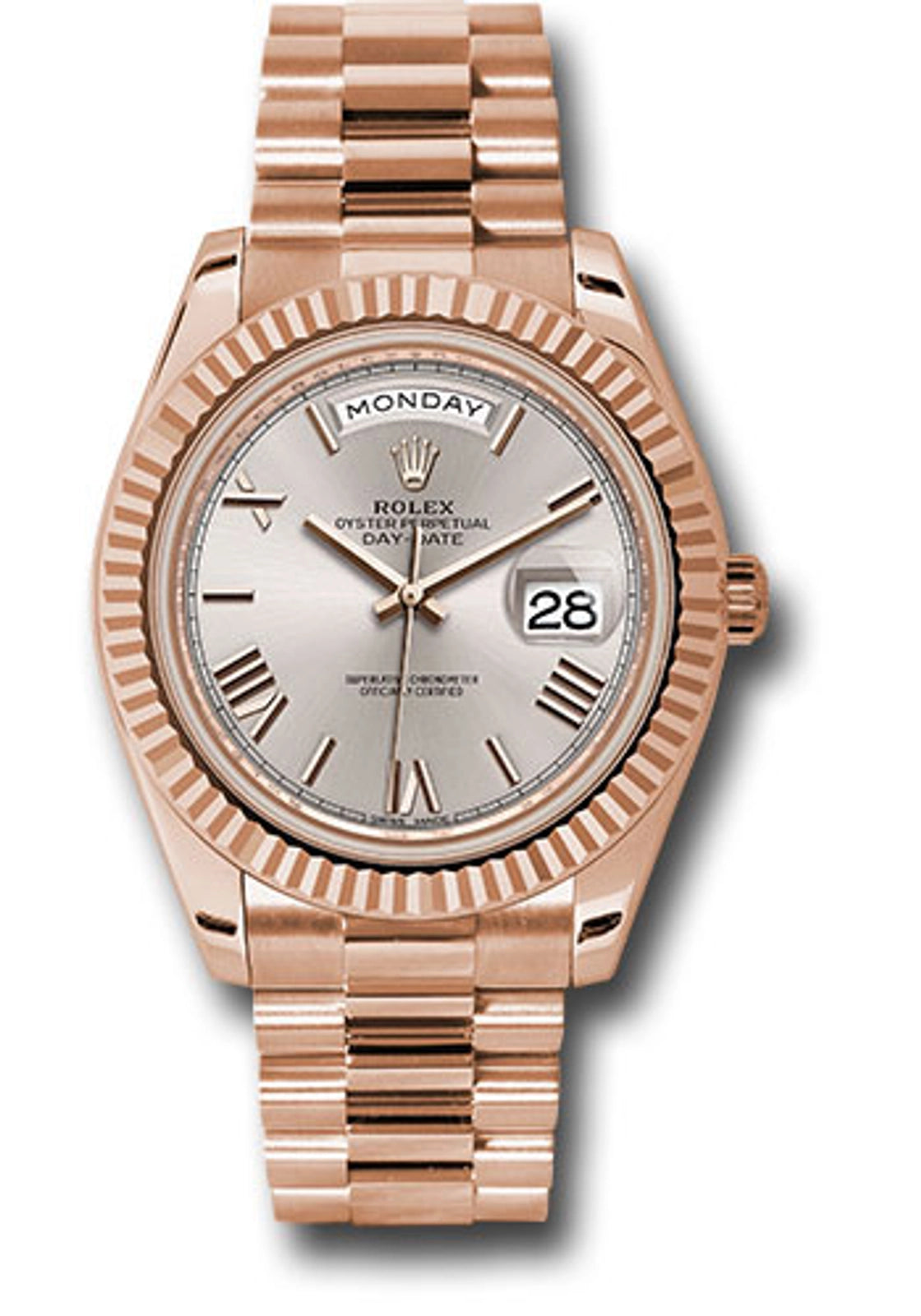 Rolex Day-Date 40 Sundust Bevelled Roman Dial on President 228235 Card 2024