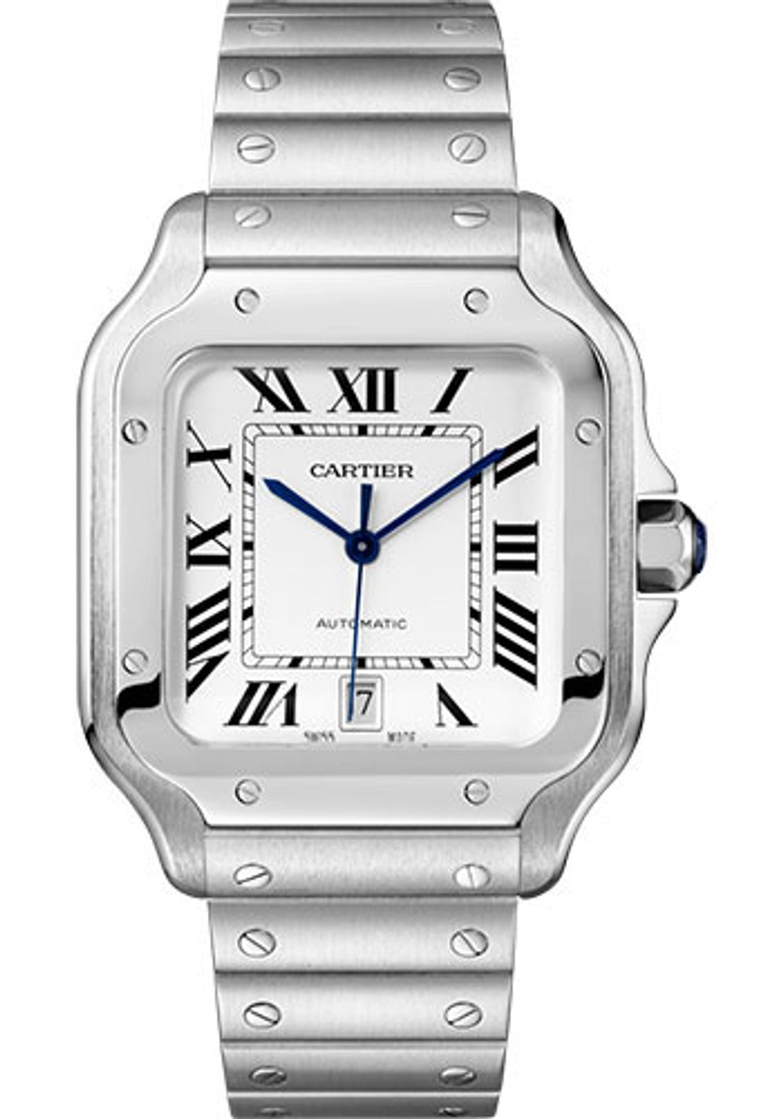 Cartier Santos de Cartier Large Silver Dial on Bracelet WSSA0018 Complete Open Date