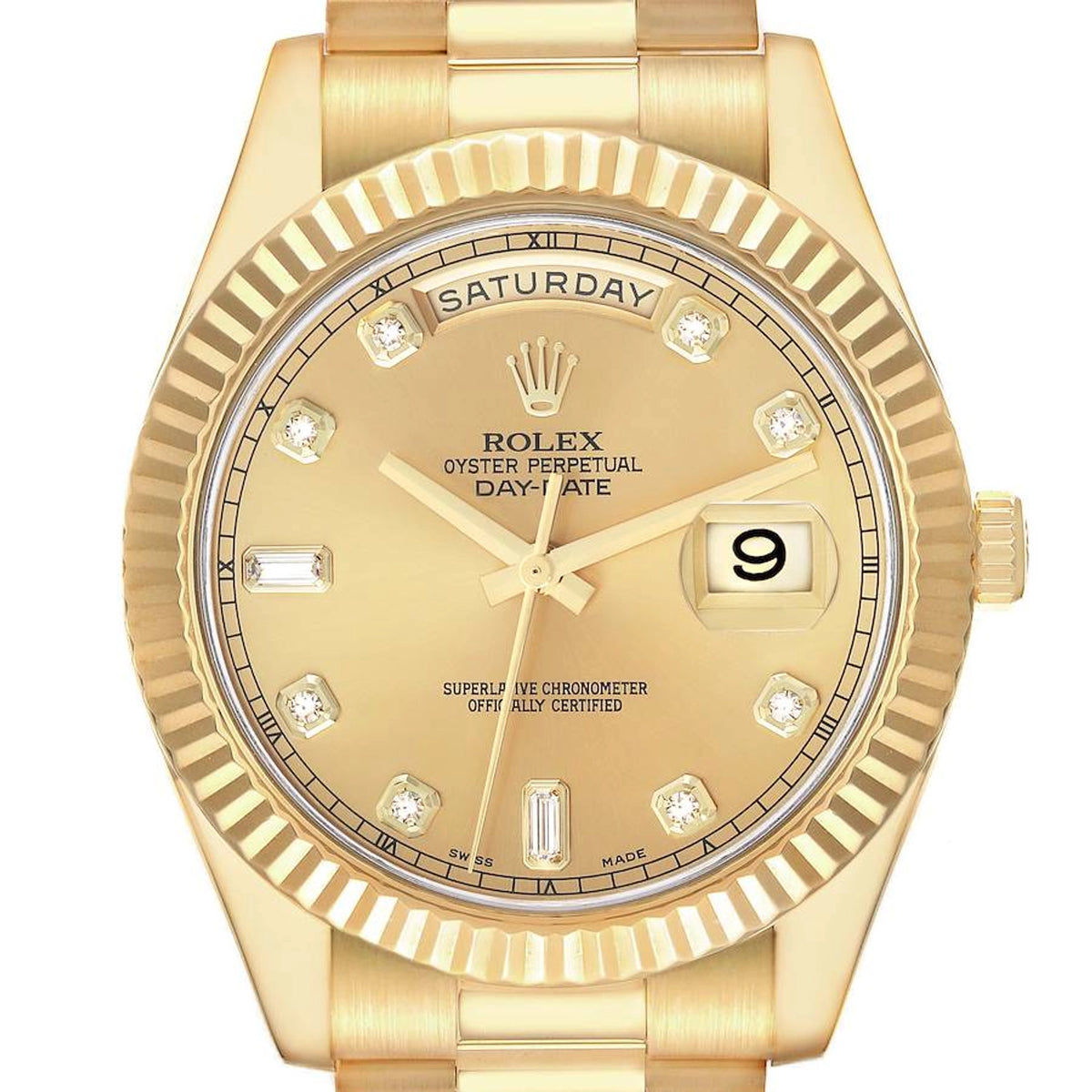 Rolex Day-Date 41 Champagne Diamond Dial on President 218238 Card 2016