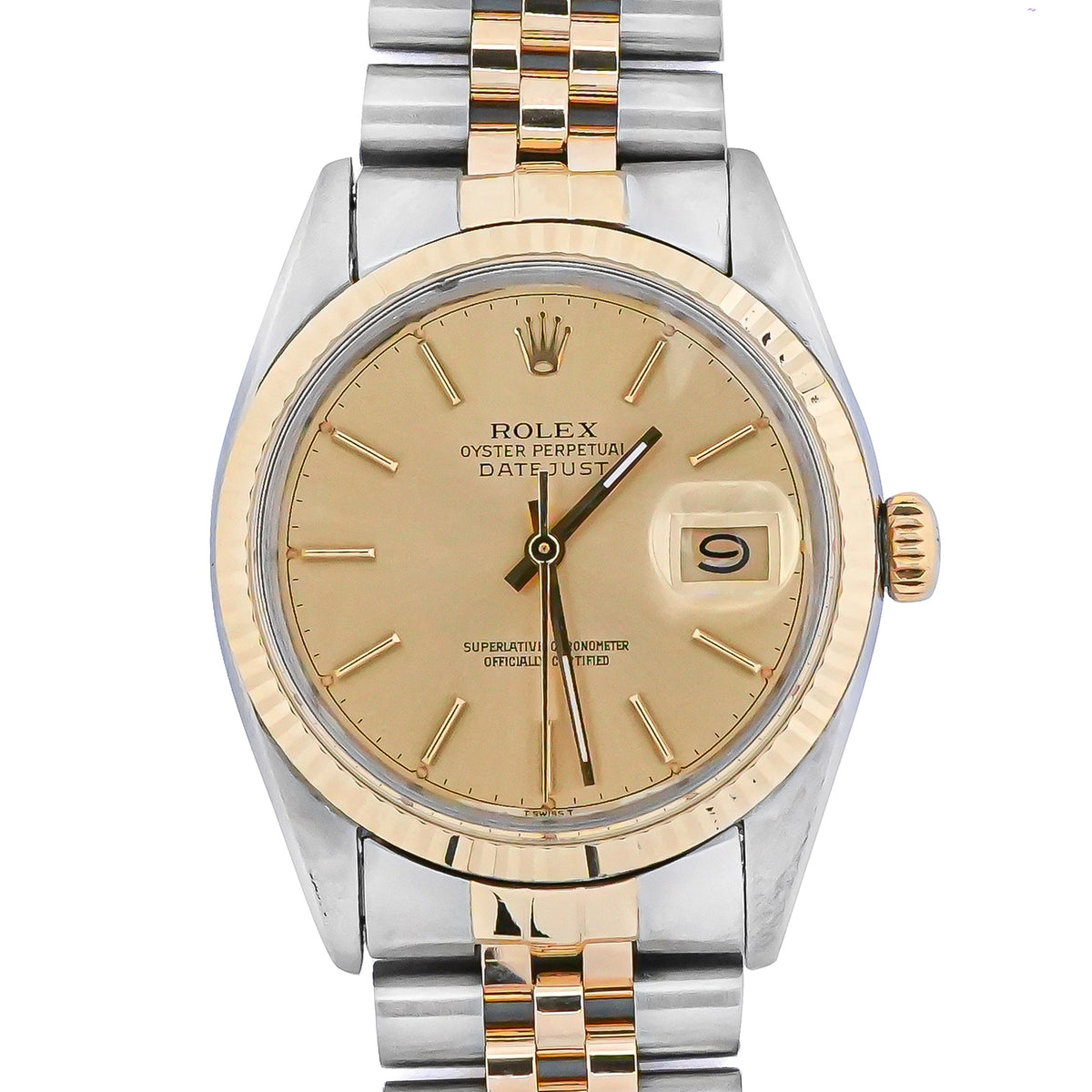 Rolex Datejust 36 Champagne Stick Dial on Jubilee 16013 Papers 1978