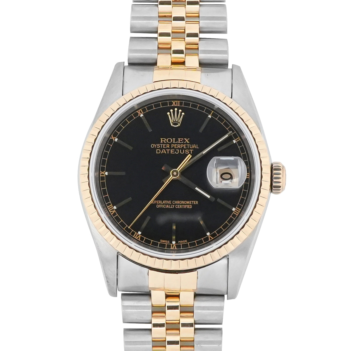 Rolex Datejust 36 Black Stick Dial on Jubilee 16233 Papers 2002