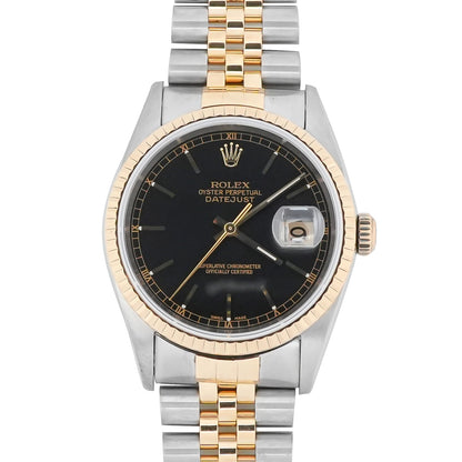 Rolex Datejust 36 Black Stick Dial on Jubilee 16233 Papers 2002