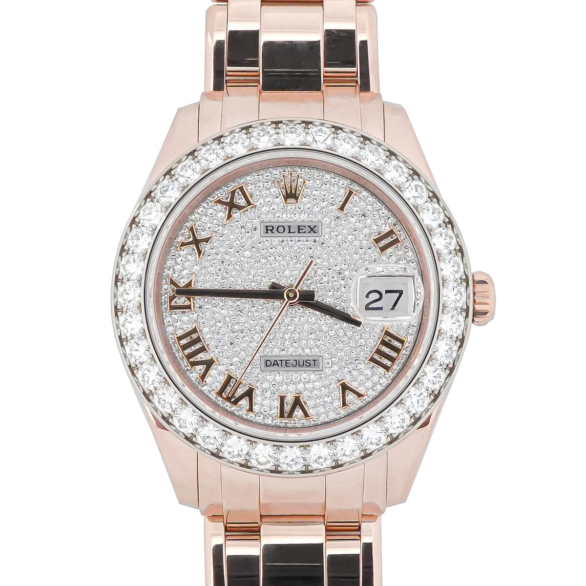 Rolex Datejust Pearlmaster 39 Diamond Paved Roman Dial on Pearlmaster 86285 Card 2021