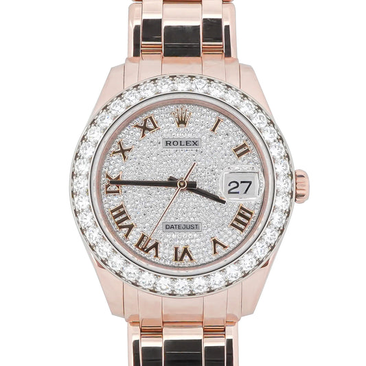 Rolex Datejust Pearlmaster 39 Diamond Paved Roman Dial on Pearlmaster 86285 Card 2021