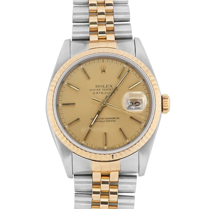 Rolex Datejust 36 Champagne Stick Dial on Jubilee 16233 Papers 1989
