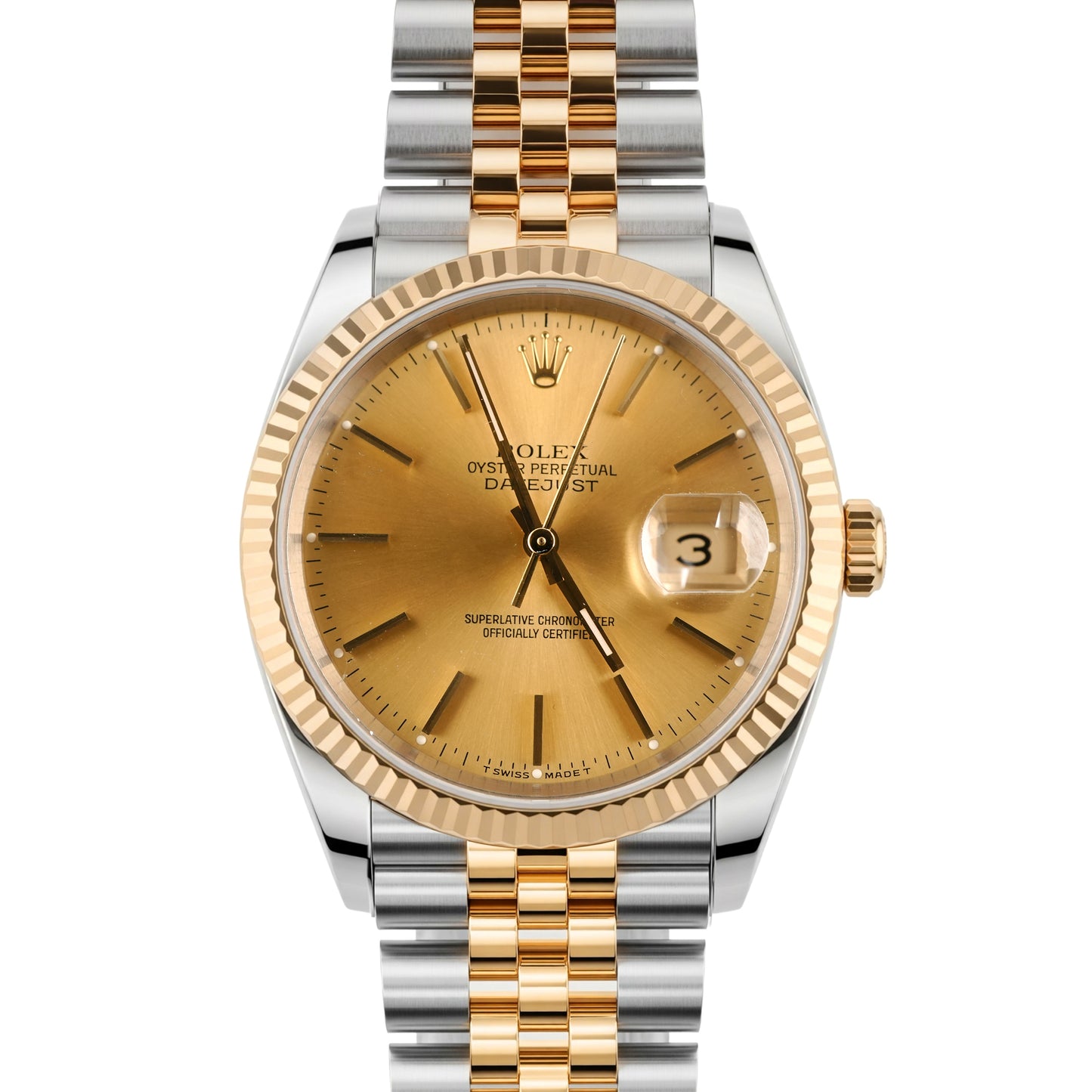 Rolex Datejust 36 Champagne Stick Dial on Jubilee 16233 Papers 1996