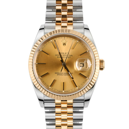 Rolex Datejust 36 Champagne Stick Dial on Jubilee 16233 Papers 1996