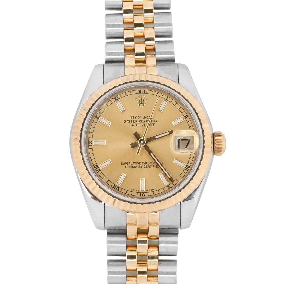 Rolex Datejust 31 Champagne Stick Dial on Jubilee 178273 Card 2016