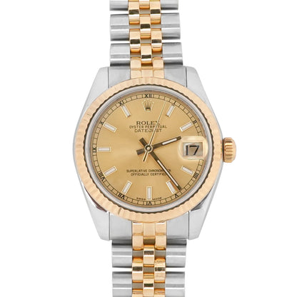 Rolex Datejust 31 Champagne Stick Dial on Jubilee 178273 Card 2016