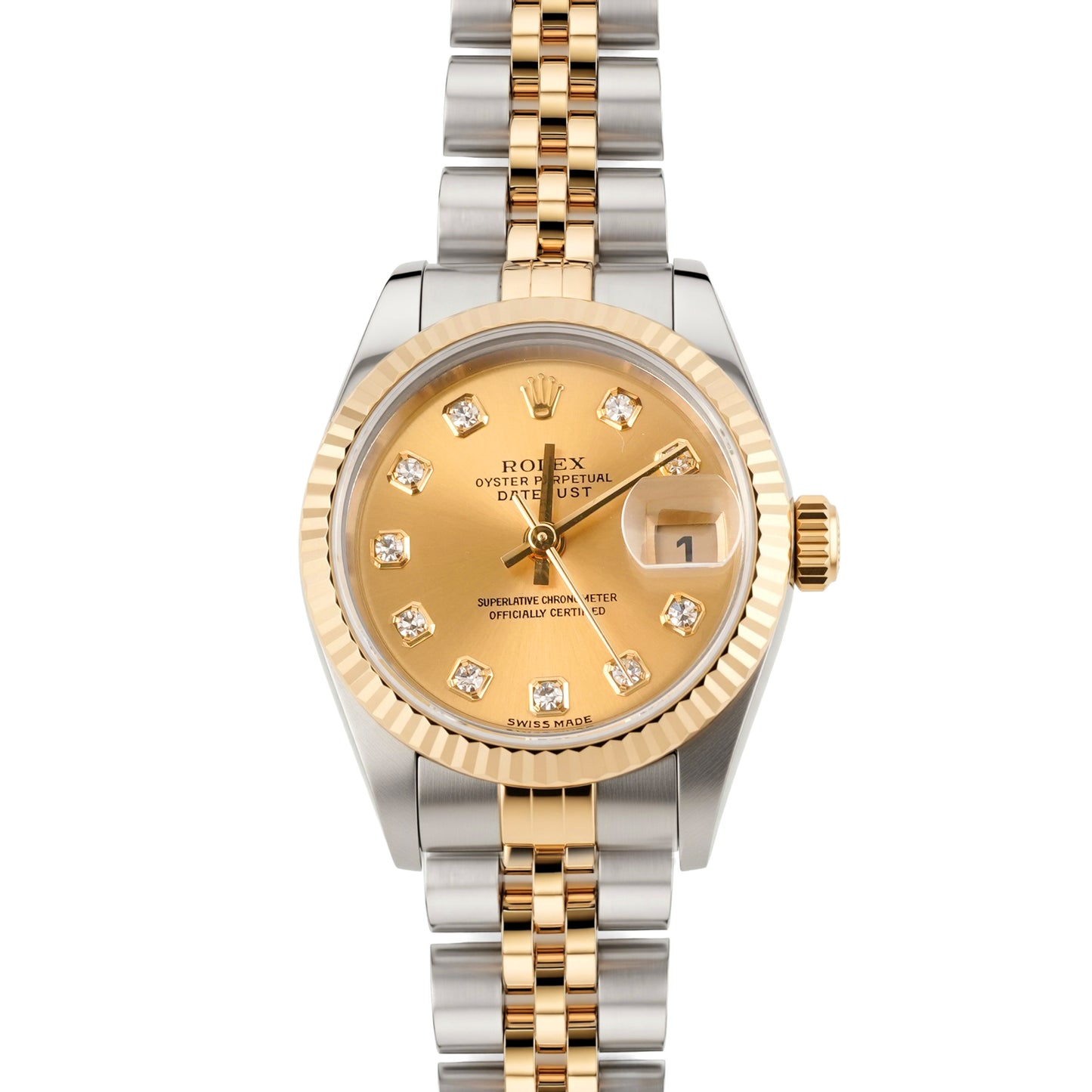 Rolex Datejust Lady Champagne Stick Dial on Jubilee 79173 Papers 2003