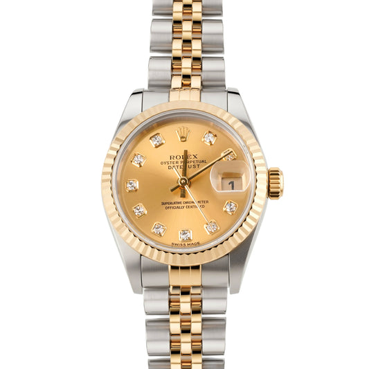 Rolex Datejust Lady Champagne Stick Dial on Jubilee 79173 Papers 2003