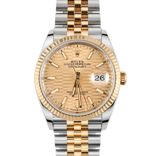 Rolex Datejust Golden Fluted Motif Index Dial on Jubilee 126233 Card 2023