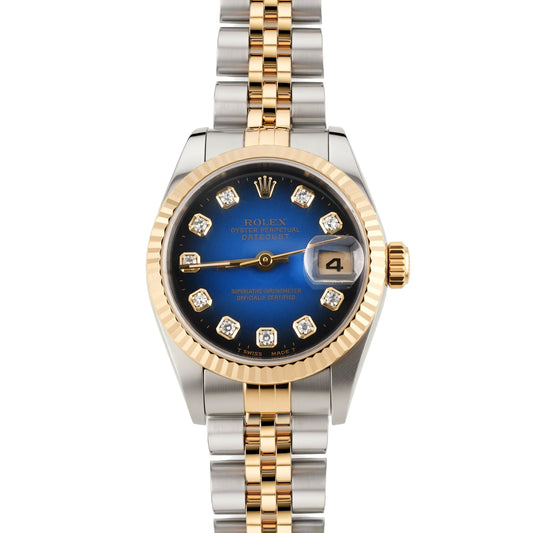 Rolex Datejust Lady 26 Blue Ombre Diamond Dial on Jubilee 69173 Papers 1995