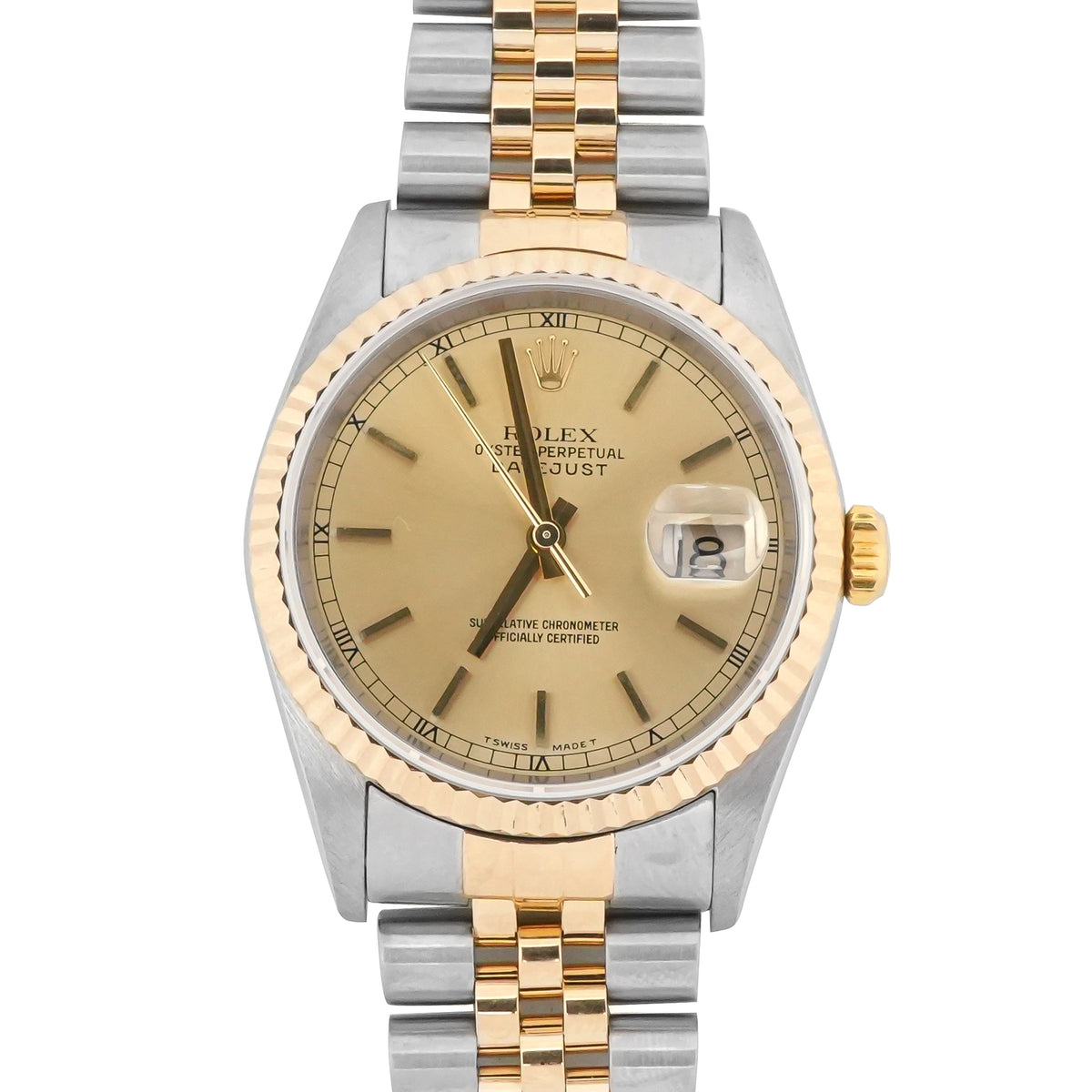 Rolex Datejust 36 Champagne Stick Dial on Jubilee 16233 Papers 2002