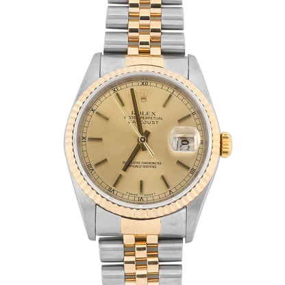 Rolex Datejust 36 Champagne Stick Dial on Jubilee 16233 Papers 2002
