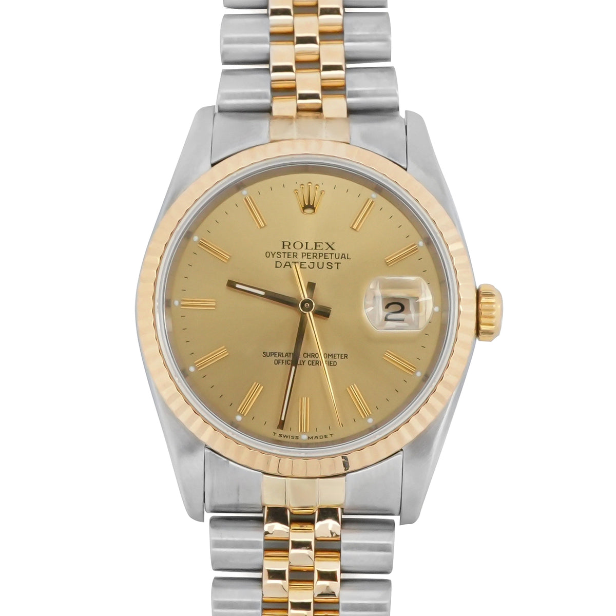 Rolex Datejust 36 Champagne Stick Dial on Jubilee 16233 Papers 1993