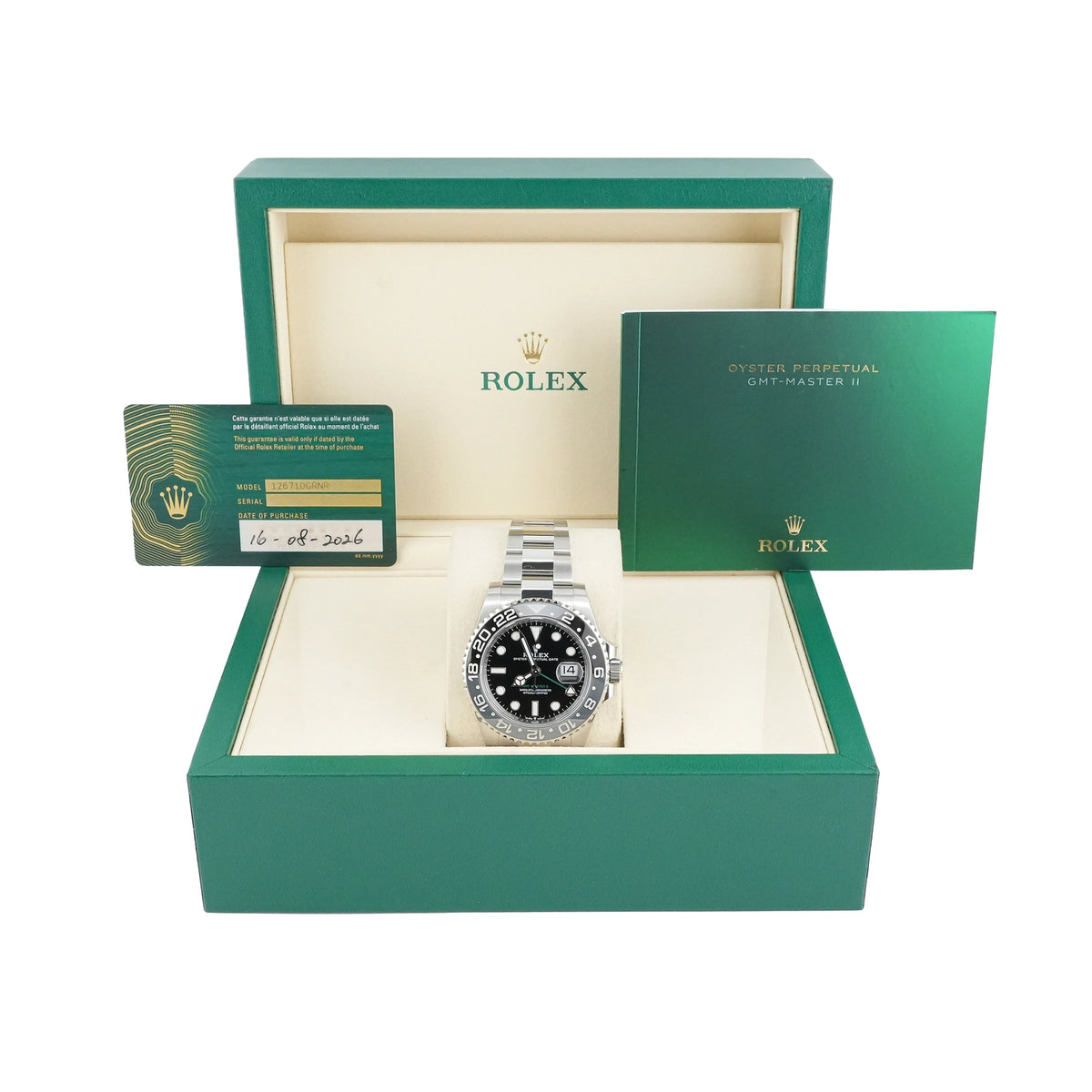 Rolex GMT-Master II Bruce Wayne Black Dial on Oyster 126710GRNR Card 2026