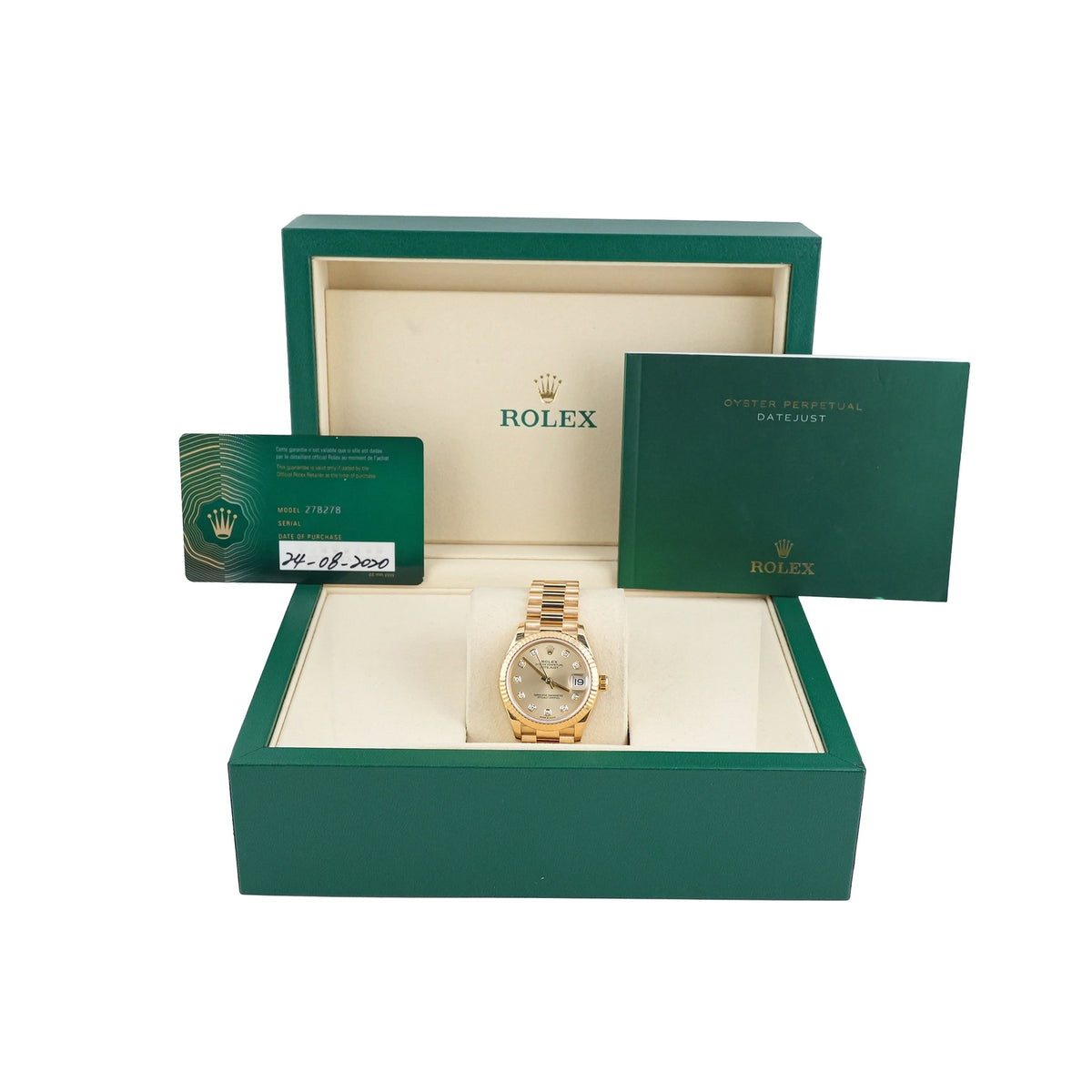 Rolex Datejust 31 Champagne Diamond Dial on Oyster 278278 Card 2020