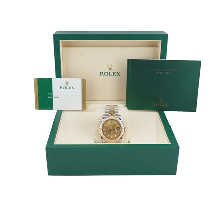 Rolex Datejust 36 Champagne Stick Dial on Jubilee 116233 Card 2015
