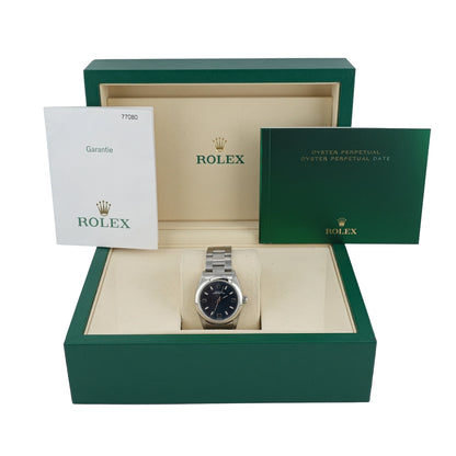 Rolex Oyster Perpetual Blue Stick Dial on Oyster 77080 Papers 2006