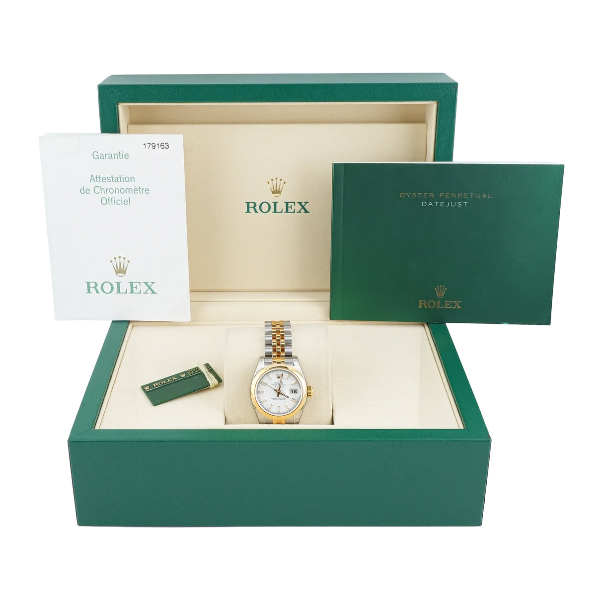 Rolex Datejust Lady White Stick Dial on Jubilee 179163 Papers 2005